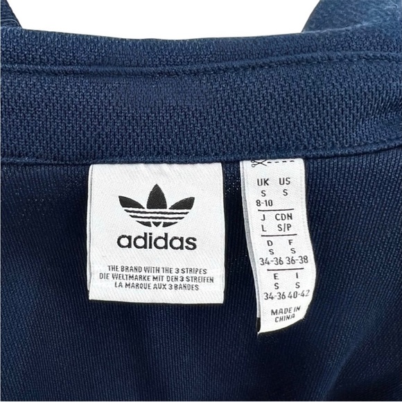 Adidas Originals RETRO Navy Blue Orange Striped Midweight Long Sleeve Jumpsuit - Picture 9 of 9